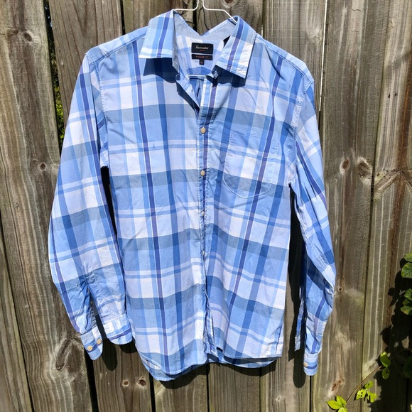 Faconnable Blue Check Button-Up Regular Fit M - Picture 1 of 6
